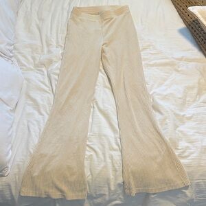 Aerie Beige Ribbed Flare Pants